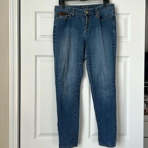 Cache Jeans Denim Blue Pockets Accents Comfortable Everyday Womens Pants